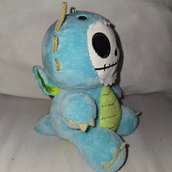 Ebros Small Furry Bones Skeleton Teal Scorchie Wyrmling Dragon Plush Toy 5" - Picture 10 of 10